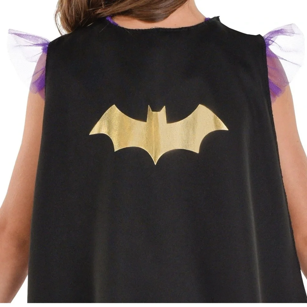 DC Glitter Bat Girl Halloween Costume dress and mask for Girls size large